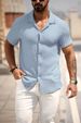 Men's Casual Fashion Shirt Short Sleeve Top With Collar_viptrois.com