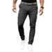 Men's Clothing men's solid color tight casual pants pure cotton zipper pocket all season belt leggings_viptrois.com