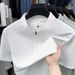 Men's Solid Color Quick Drying Half Zip Polo Shirt Short Sleeve Casual Fashionable Sporty Thin T-Shirt for Summer_viptrois.com