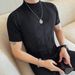 New Product Recommendation Men's Short-sleeved Knitted Sweater Simple Versatile Hooked Flower Spring And Summer Semi-turtleneck Half-sleeved Sweater_viptrois.com