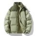 Unisex Winter Corduroy Padded Jacket - Thickened Warm Coat With Stand Collar, Color Block Design, Loose Fit For Men And Women_viptrois.com