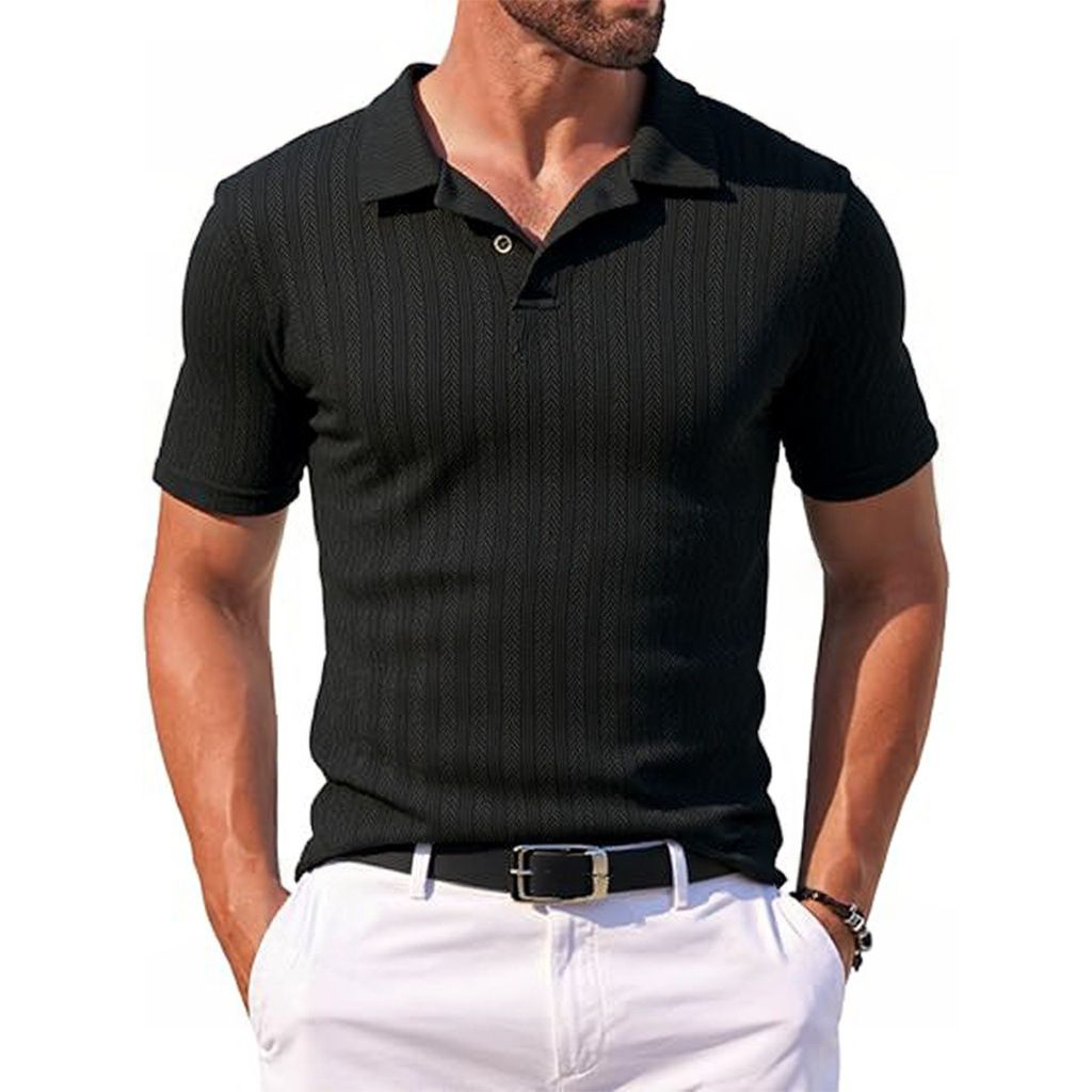 Men's Clothing Men's Casual Tops Summer Cool Men's Polo Shirt Short Sleeve Lapel Fashion Jacquard Men's T Shirt_viptrois.com