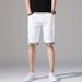 Men's white denim shorts Korean style trendy mid-waist five-quarter pants for men_viptrois.com