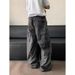 Vintage Washed Cargo Pants For Women - High Waist Oversized Military Joggers With Drawstring & Multi-Pockets_viptrois.com