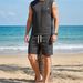 Men's Casual Sports Two-Piece Set Knitted Jacquard Vest And Shorts Knitwear Fashion Trendy Streetwear For Men_viptrois.com