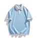 Men's Summer Solid Color Polo T-Shirt Heavyweight Soft Polyester Short Sleeve Trendy For Students And Commuters_viptrois.com