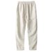 Men's Clothing Linen Casual Trousers Loose Straight Plus Size Elastic Waist Trousers_viptrois.com