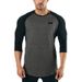 Autumn Crew Neck Sleeve Splicing T-Shirt Men's Seven-quarter Sleeve Top Slim-fit Elastic Bottom Shirt Casual Fitness Cotton_viptrois.com