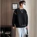 Sweater Men's Autumn And Winter New Style Open Thread Design Round Neck Knitted Sweater Warm Casual Thread Jacket_viptrois.com