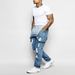 Fashion Men's Strappy Denim Rompers Ripped Jeans Trousers_viptrois.com