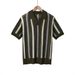 Men's Summer Short Sleeve T-Shirt - Geometric Color Block Striped Casual Knit Top, Relaxed Fit, Breathable Polyester Blend_viptrois.com