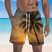 Men's 3D Digital Print Beach Shorts Tropical Sunset Palm Tree Design Quick-Dry Lightweight Swim Trunks Casual Vacation Wear_viptrois.com