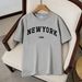 American Retro NEW YORK Letter Printed Short-sleeved T-shirt, Men's Simple Loose Casual Versatile Top_viptrois.com