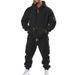 Men's Winter Hooded Fleece Sweatshirt Cargo Pants Set Thermal Lined Two-Piece Outfit For Casual, Streetwear Black,Grey, Navy,White Beige,Dark Grey)_viptrois.com