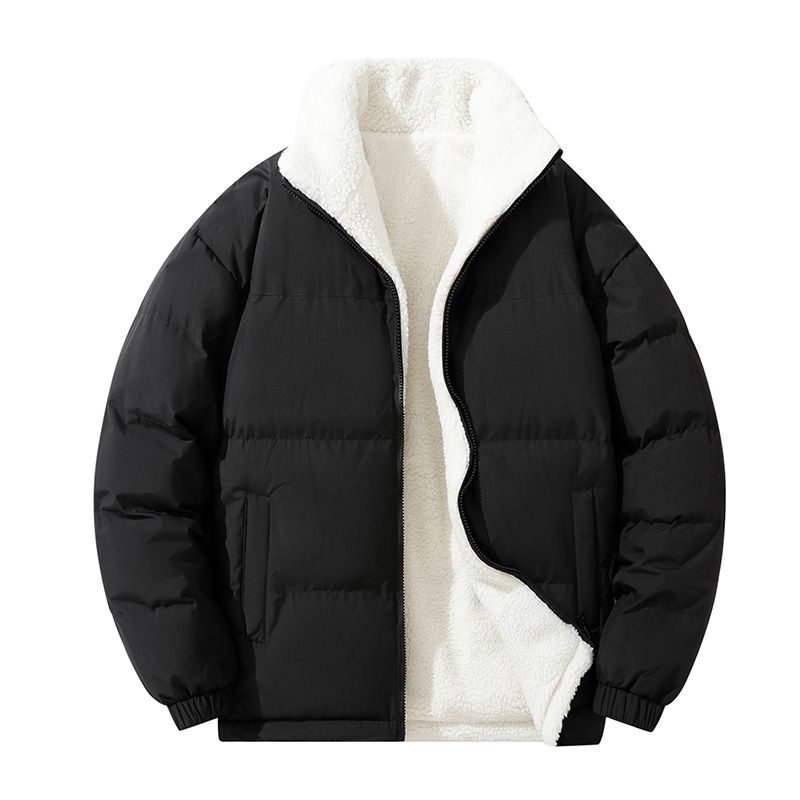 High Quality Parka Men's Standing Collar Double-sided Lambhair Cotton Coat Winter Unisex Cold Proof Cotton Coat Windproof Parkas_viptrois.com