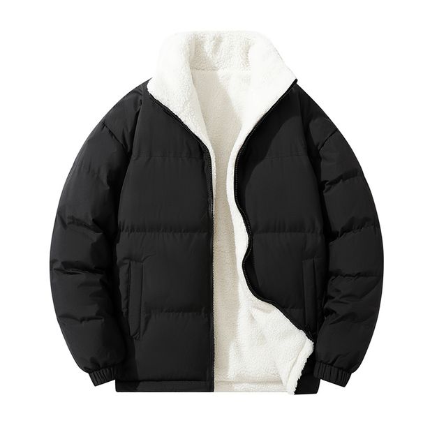 High Quality Parka Men's Standing Collar Double-sided Lambhair Cotton Coat Winter Unisex Cold Proof Cotton Coat Windproof Parkas_viptrois.com