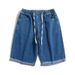Men's Clothing Men's Summer Denim Shorts Trendy Style Loose Straight Leg Casual Elastic Waist Five Point Pants_viptrois.com