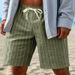 Men's Drawstring Linen-Blend Casual Shorts, Lightweight Breathable Beach Walking Holiday Trousers With Pockets, Comfortable Elastic Waist Summer_viptrois.com
