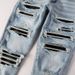 Men's Clothing European And American Casual All Match High Street Jeans Men's Patch Hand Worn Holes Slim Fit Slim Feet 1307_viptrois.com