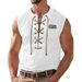 Plus Size Spring Summer Men's V-Neck Tie Casual Embroidered Short Sleeve T-Shirt_viptrois.com