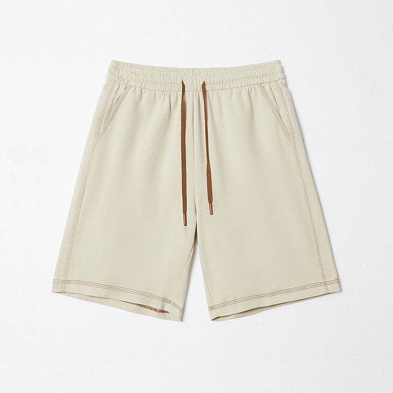 Men's Clothing Summer Light Luxury Double Sided Twill Knitted Sports Five Point Casual Sweatpants Drawstring Loose Shorts_viptrois.com