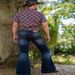 Men's Denim Flare Pants Punk Vintage Denim Tie Flower Stretch_viptrois.com