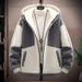 Men's Fleece Lined Winter Jacket - Soft &Warm Hooded Coat With Zipper Closure, Oversized Fit For Big & Tall Breathable Cotton Blend For Casual Wear_viptrois.com
