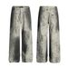 Men's Clothing Python Pattern Dirty Dye Personality Washed Raw Edge Jeans Straight Leg Pants_viptrois.com