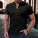 Men's Clothing Men's Linen Casual Shirt Plain V Neck Summer Casual Daily Clothing_viptrois.com