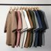 Men's Clothing New Men's Two Open Solid Color Light Plate Suede Loose Round Neck Pullover Short Sleeved T Shirt_viptrois.com