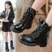 Girls' short boots winter 2023 new Korean style British style fleece-lined children's Martin boots little girl princess single boots_viptrois.com