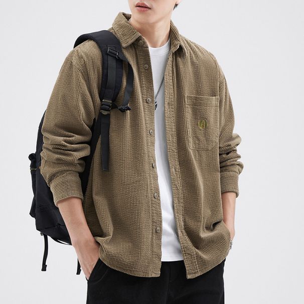Nordmann Autumn Winter New Japanese Retro Workwear Corduroy Men Versatile Loose Casual American Style Shirt_viptrois.com