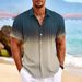 Men's Digital 3D Printed Short-Sleeved Shirt Color-Block Striped Lapel Casual Style Summer Fashion_viptrois.com