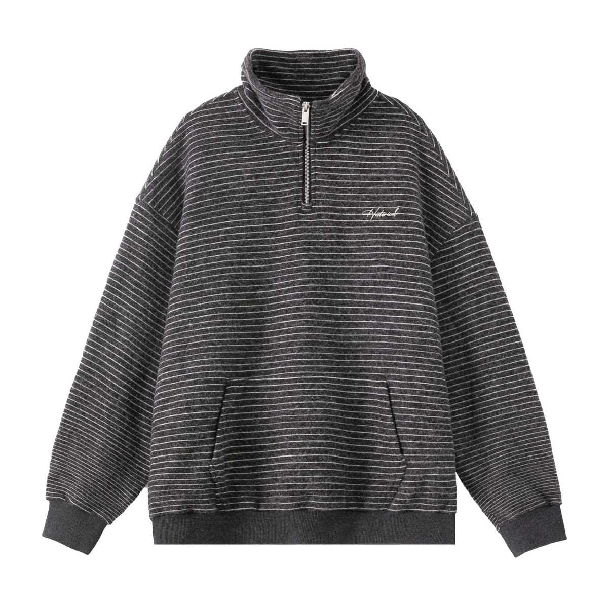 Nordmann Color Block Striped Half-Zip Stand Collar Sweatshirt Autumn Winter Heavyweight Retro Pullover Thickened Warm Jacket_viptrois.com