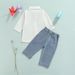 Mother&Kids Girls' suit long-sleeved children's suit Baby clothes Children's shirt denim two-piece suit_viptrois.com