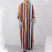 Men's Clothing Summer New Loose Stand Collar Door Tube Gradient Stripes Long Sleeve Robe Muslim Robe Men_viptrois.com