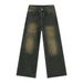Men's Washed Loose Versatile Casual Straight Wide Leg Trousers_viptrois.com