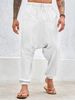 Cotton And Linen Loose Solid Color Casual Pants Summer American Loose Crotch Trousers_viptrois.com