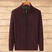 Men’s Velvet Thickened Cardigan – Stand Collar Zipper Sweater For Autumn & Winter (Dark Gray/Blue/Brown, M-4XL)_viptrois.com