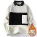 Wasuup Two-Piece For Men Winter Fleece Lined Thickened Trendy Brand Collar Knitted Base Shirt Sweater Jacket_viptrois.com