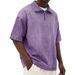 Men's Washed Cotton Long Sleeve Zip-Up Stand Collar T-Shirt – Summer Casual & Stylish Polo Shirt_viptrois.com