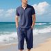 Men's Clothing Men's Linen Blend Polo Shirt & Shorts Set - Breathable Summer Outfit With Relaxed Fit_viptrois.com