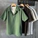 Men's Clothing Mature Style Ice Silk Short Sleeved Polo Shirt Men's Summer Trendy Casual Mid Sleeve T Shirt Trendy Men's Half Sleeved Tops_viptrois.com