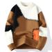 Pure Design Sense Color-Block For Men, Autumn And Winter Trendy Brand Patchwork Knitwear, Loose Casual Youth Sweater Jacket_viptrois.com
