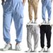 Men's Casual Multi Pocket Trousers Closed Collar Tie Cotton And Linen Straight Leg Pants_viptrois.com