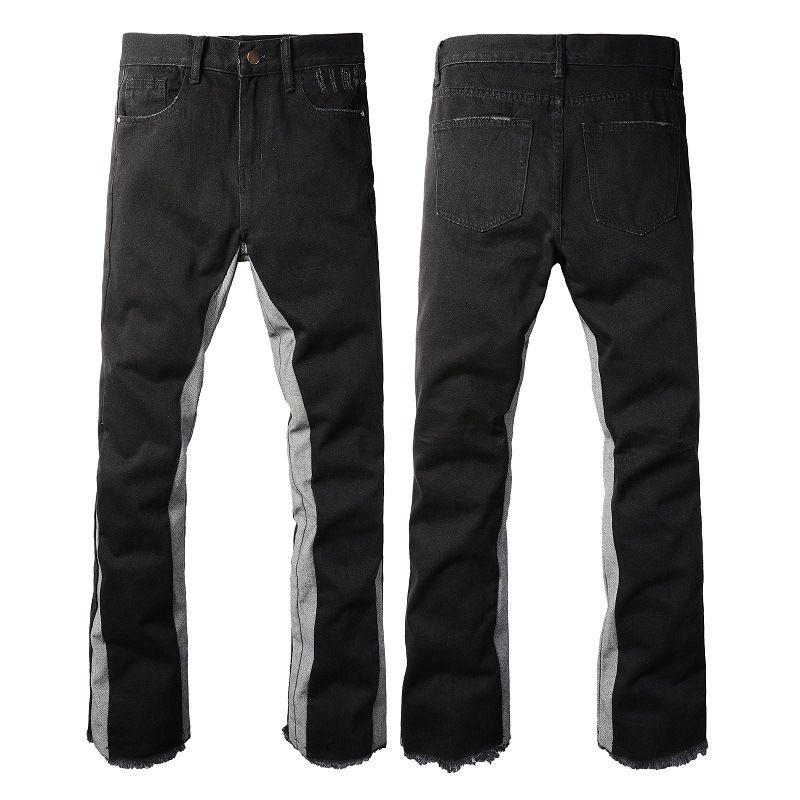 Men's Clothing Flared jeans for men, contrasting color flared jeans, washed jeans, flared jeans_viptrois.com