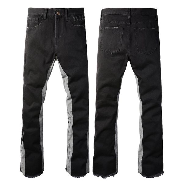 Men's Clothing Flared jeans for men, contrasting color flared jeans, washed jeans, flared jeans_viptrois.com