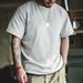Madden Workwear American Off White Waffle T Shirt Knitted Shoulder Heavy Old Money Style T Shirt Short Sleeve Men's Summer_viptrois.com
