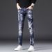 22 New Men's Clothing Distressed Patch Hip-Hop Street Style Cool Straight Leg Wild Heavy-Duty Jeans For Men_viptrois.com