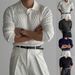 Men's Casual Knit Polo Shirt - Breathable Loose Fit Long Sleeve T-Shirt For Business & Daily Wear (Multiple Colors)_viptrois.com